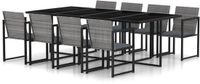 vidaXL 9-delige Tuinset met kussens Poly Rattan Grijs