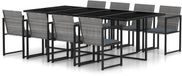 vidaXL 9-delige Tuinset met kussens Poly Rattan Grijs