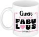 Bellatio Decorations Naam mok Gwen - wit - Fabulous - keramiek - 300 ml - cadeau collega beker - cadeau