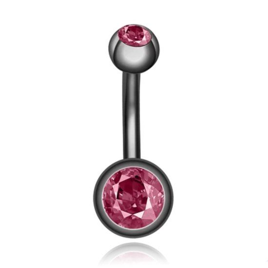 LGT JWLS Lookinggoodtoday Chirurgisch Edelstaal Navelpiercing - Zirkonia & Gunmetal