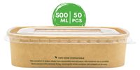 Conteneurs en carton avec couvercle transparent, 500 ml, rectangulaires, étanches