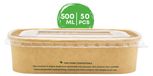 Conteneurs en carton avec couvercle transparent, 500 ml, rectangulaires, étanches
