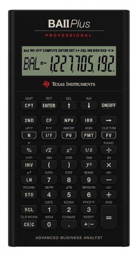 Texas Instruments BA II Plus Professional - Zwart - Financiële Rekenmachine