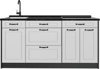 Vicco R-Line kitchen unit, White country/Anthracite, 160 cm anthracite worktop