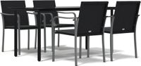 vidaXL 5-delige Tuinset met Kussens, Poly Rattan en Staal