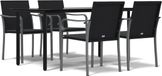 vidaXL 5-delige Tuinset met Kussens, Poly Rattan en Staal