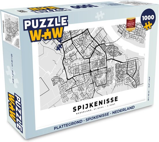 MuchoWow Puzzel Plattegrond - Spijkenisse - Nederland - Legpuzzel - Puzzel 1000 stukjes volwassenen - Stadskaart