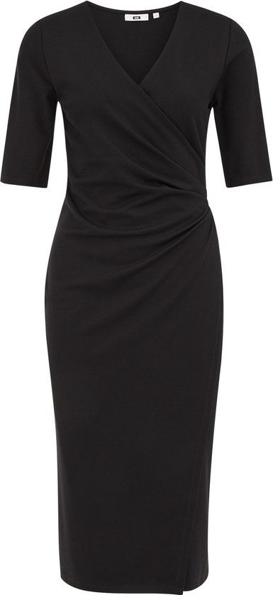 WE Fashion Dames Midi jurk met plooidetail - Black - S