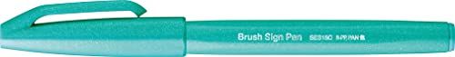 Pentel SES15C-D4X Brush Sign Pen smaragdgroen, vezelpen, penseelachtige punt, 10 stuks