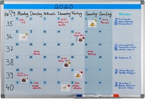 Relaxdays Whiteboard Planner - Weekplanner - Magnetic - 60 x 90 cm - White