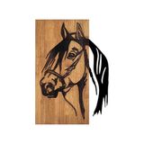 Stijlvol decoratief houten wandaccessoire, zwart & walnoot, 40 x 3 x 58 cm