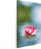Artaza Canvas Schilderij Roze Lotusbloem Op Het Water - 80x120 cm - Canvas Print