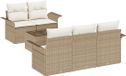 vidaXL Tuinbank Set 6-delig 5 zitplaatsen Beige en Crème