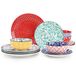 Vancasso Service de table, 12 pièces, vaisselle en porcelaine colorée, incluant assiettes plates, assiettes à dessert et bols pour 4 personnes