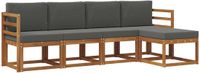 vidaXL Acacia Hout Bank Loungeset 5-Zits Natuurlijk en Antraciet