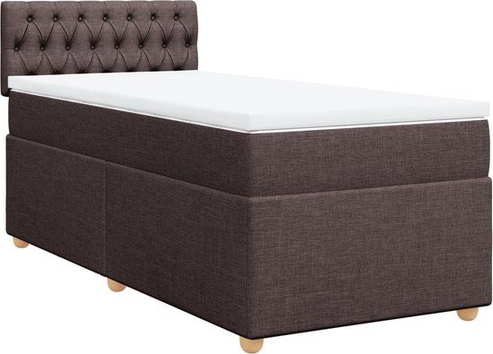 vidaXL Boxspring met matras stof donkerbruin 80x200 cm