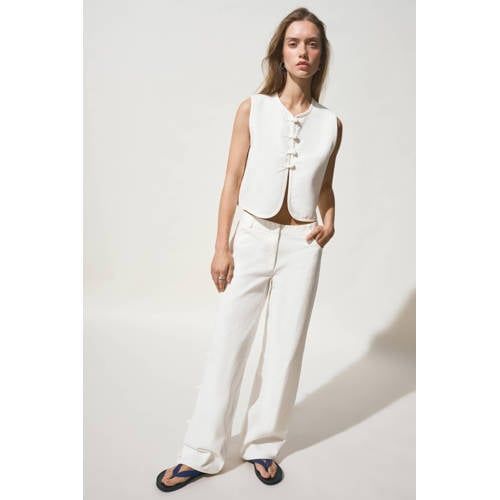 MANGO TEEN baggy jeans wit Meisjes Denim Effen - maat 168(S)