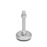Ganter Normelemente Roestvrij stalen stelvoeten met rubberen pad, zwart, spindel M12x125, voet 60 mm, GN 31-60-M12-125-B1-SK