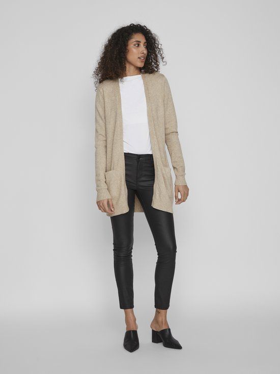 Vila Viril Open Knit Cardigan - Women - Size L - Sand
