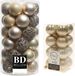 Decoris Shoppartners Bv Kerstversiering kunststof kerstballen parel/champagne 4-6 cm pakket van 53x stuks