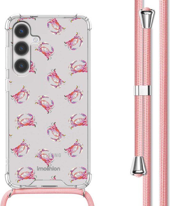 iMoshion Hoesje Samsung Galaxy S24 - Back Cover - Meerkleurig / Crab Watercolor - Met Koord
