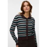 AWARE gebreid gestreept vest - petrol