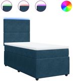 vidaXL Boxspring met matras fluweel blauw 80x200 cm