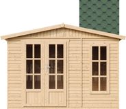 Timbela M334FB+H334FBGREEN - Tuinkantoor - 6,03 m² - 222x332xH232 cm - met vloer en groene dakshingles