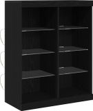 vidaXL LED Dressoir Zwart Eiken 81 x 37 x 100 cm Bewerkt Hout