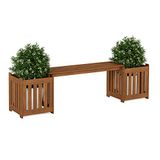 Furinno Plantenbak voor buiten met zitting, hout, naturel, 173,99 x 45,46 x 40,13 cm (b x h x d)