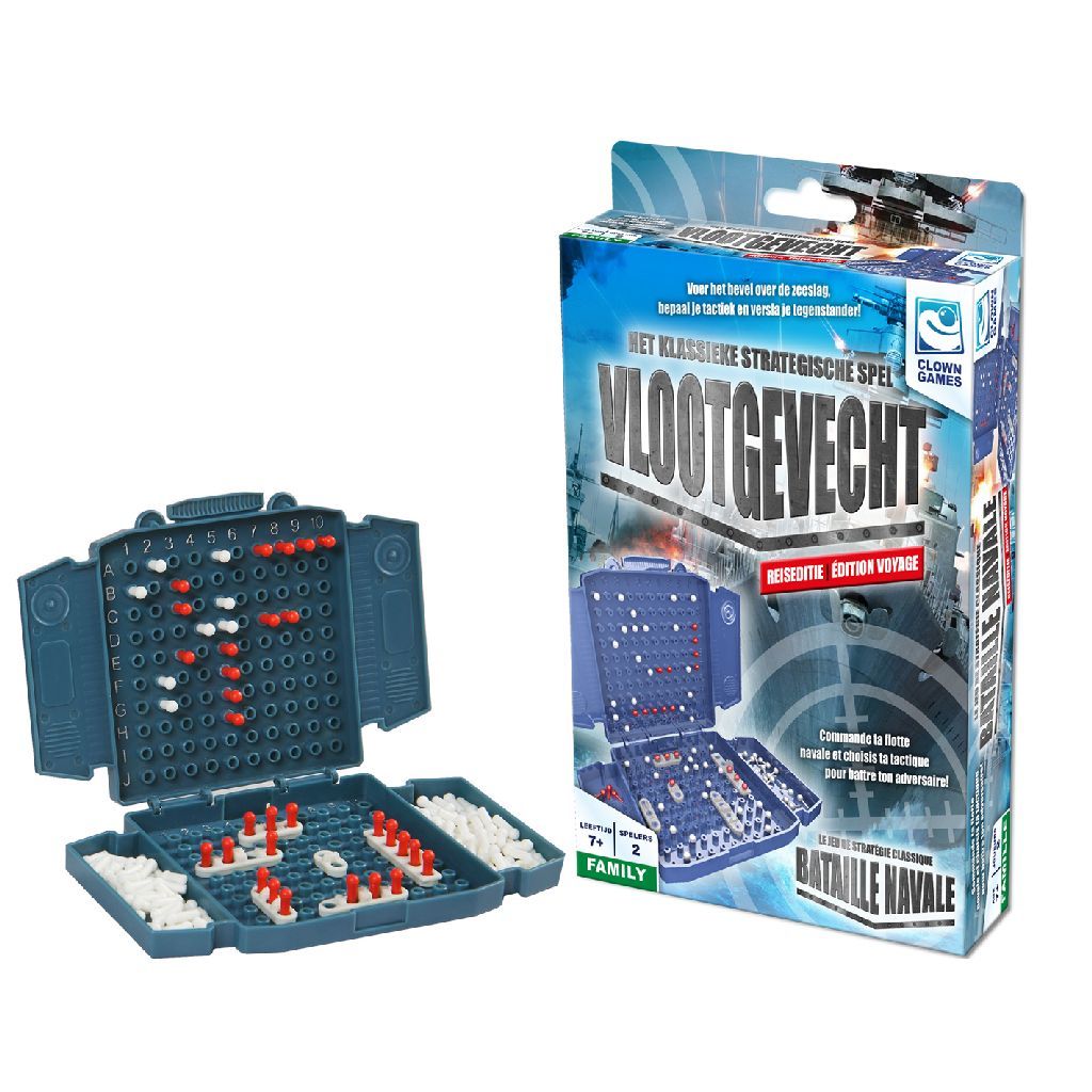 Clown Games Vlootgevecht Reiseditie - Board Game - Strategy - 2 Players - Ages 7+