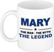 Bellatio Decorations Mary cadeau mok - man myth legend - naam koffiemok / beker - wit en blauw - 300 ml - verjaardag