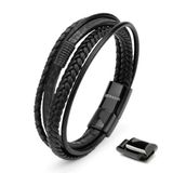 SERASAR Leren Armband Man [Wild] - Zwart 20cm