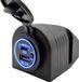 ProRide Prise USB/USB C 12V 2 Ports Montage en Saillie avec Interrupteur - 65W - QC3.0 - Chargeur de Voiture USB, Bateau et Camping-car - Ensemble Complet - Bleu