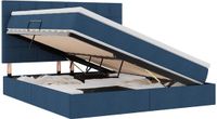 vidaXL Bed met opbergruimte en matras, hoofdeinde, blauw, stof, 180 x 200 cm