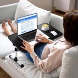 Table d'ordinateur portable pour le lit - Pliable avec tiroir - Noir - 53 x 30 cm