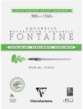 Clairefontaine 976080C Aan 4 zijden gelijmd blok Fontaine Extra Wit Grove Korrel (Torchon) 23x31cm 300g - 15 Vellen Extra Wit Aquarelpapier 100% Katoen - Professionele Kwaliteit