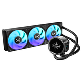EDGE 360 Refroidisseur liquide pour processeur Noir - Conception à double écran de pompe (écran principal rond + sous-écran carré), ventilateurs ARGB, compatible Intel LGA 1851/1700 et AMD AM5/AM4