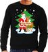 Bellatio Decorations BD Foute kersttrui - kerstman en rendier Rudolf - zwart - voor heren - kerst sweater - L