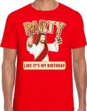 Bellatio Decorations Shoppartners Bv Fout kerst t-shirt rood - party Jezus - Party like its my birthday voor heren - kerstkleding / christmas outfit M