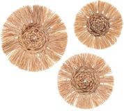 Atmosphera Wanddecoratie set - Raffia - Rond - 3 stuks