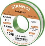 Stannol Kristall 611 Fairtin Soldeertin, loodvrij Loodvrij Sn99,3Cu0,7 REM1 100 g 0.7 mm
