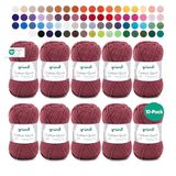 Gründl Wol Cotton Quick uni - dunne wol voor haken - breigaren - haakgaren - glanzend en huidvriendelijk - 100% katoen - 10 bollen 50 g / 125 m - naalddikte 3-4 - bordeaux