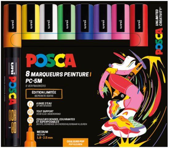 Posca Uni Posca PC5M Markers Set 8 Stuk Pop Kleuren