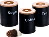 Merkloos Relaxdays Voorraadpot Koffie - Set van 3 - 1 Liter - Metaal - Bamboe Deksel