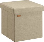 Casaria Poef met Opbergruimte - 40x40x40cm 40L Linnen – Beige
