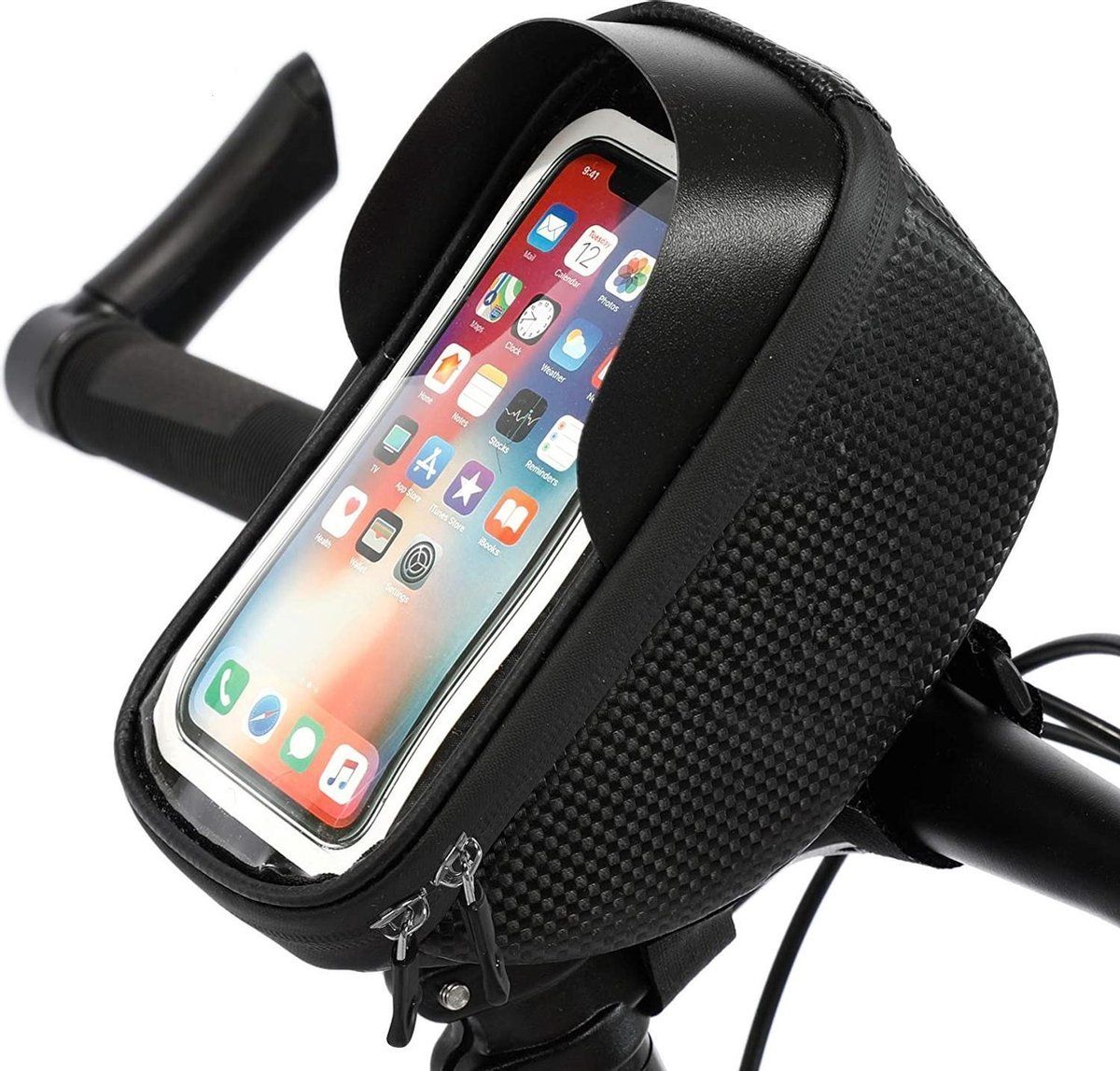 Phreeze Premium Telefoonhouder voor de Fiets / Racefiets / Mountainbike | Fietstasje | Zonneklepje | Opbergruimte | Touchscreen | Geschikt voor schermen tot 6.7 inch | Waterdicht met Twee Ritsen | Nachtreflector en Duurzaam Materiaal