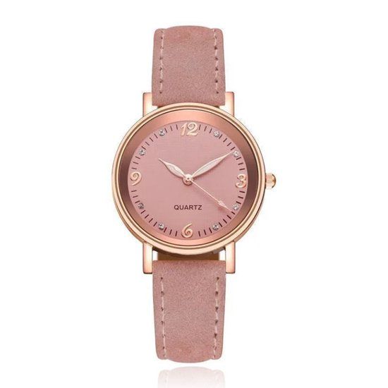 LGT JWLS Lookinggoodtoday Dameshorloge met Sierlijke Uuraanduiding en Lichtgevende Wijzers Roze