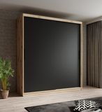 MEUBELLA Kledingkast Luxor - Zwart/Eiken - 180 cm - Schuifdeur - Design