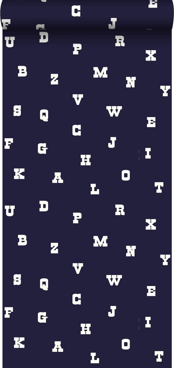 Esta Home behang alfabet blauw - 137327 - 53 cm x 10,05 m